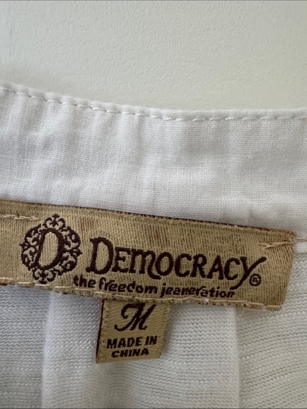 Democracy White Embroidered Long-Sleeve Henley Tee - Picture 5 of 6
